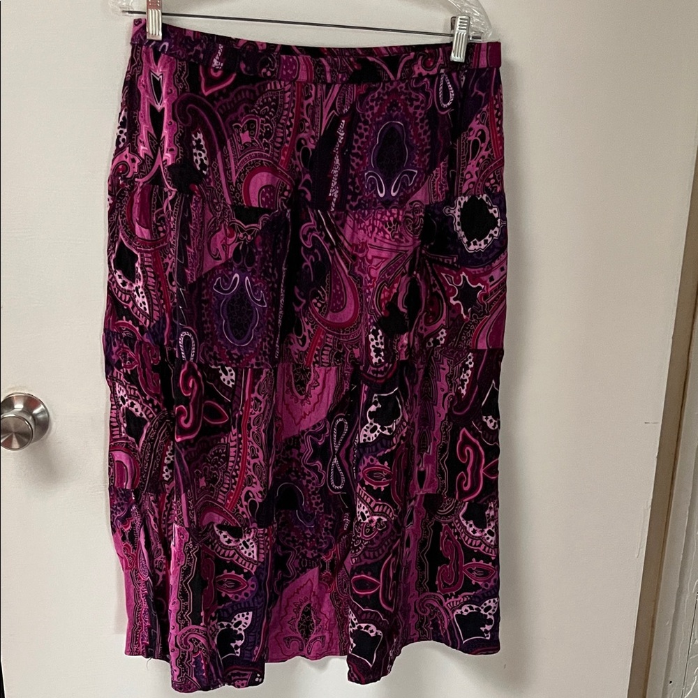 Notations Pink and Purple Paisley Pencil Skirt